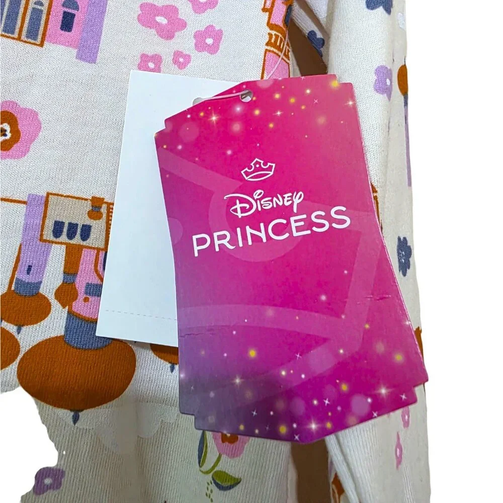 Disney Princess Dress Toddler Girls Castle Print Drop Waist Long Sleeves 2T-4T